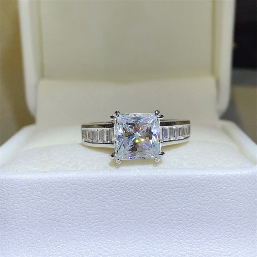 3 Carat Moissanite 925 Sterling Silver Square Shape Ring / 5 Apparel and Accessories
