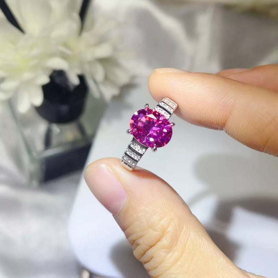 3 Carat Moissanite Oval 925 Sterling Silver Ring Silver / 4.5 Apparel and Accessories