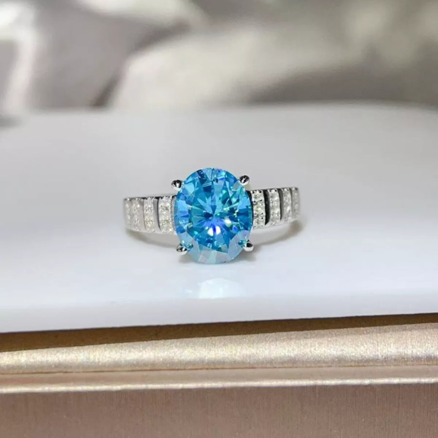 3 Carat Moissanite Oval 925 Sterling Silver Ring Silver / 4.5 Apparel and Accessories