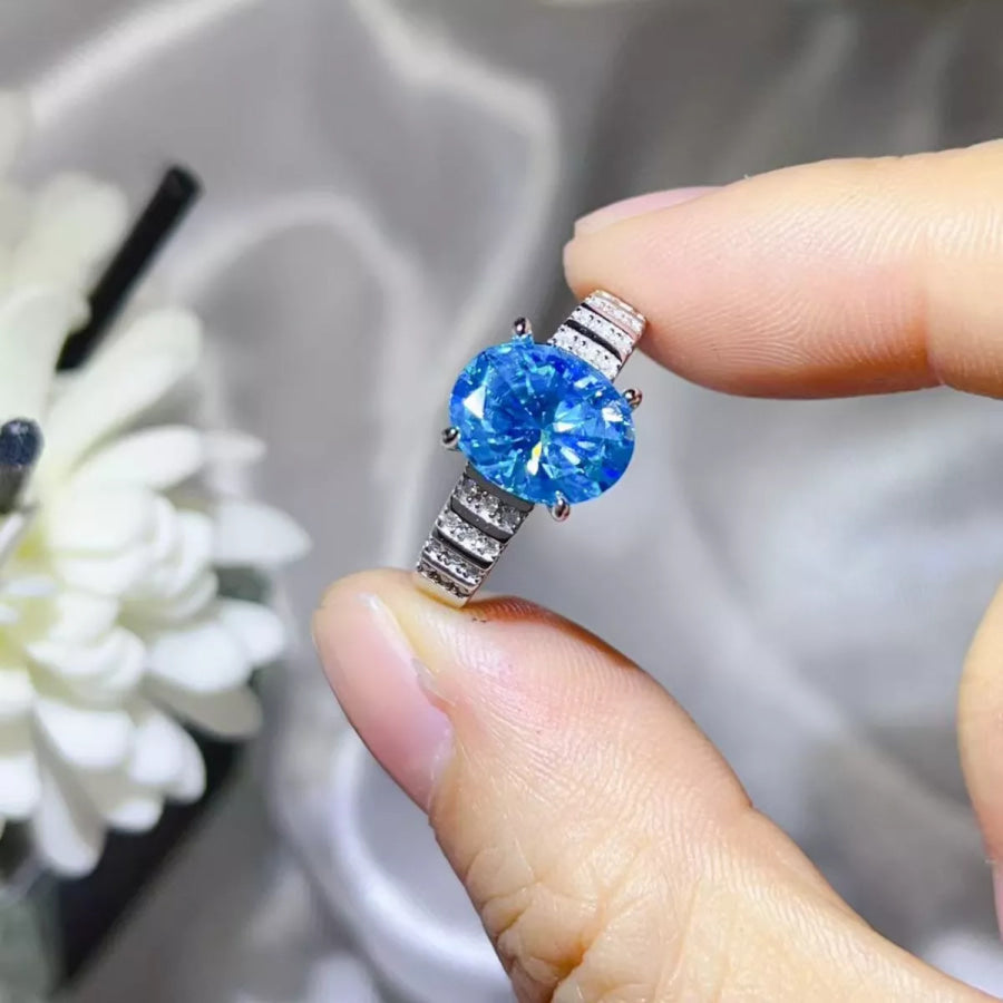 3 Carat Moissanite Oval 925 Sterling Silver Ring Apparel and Accessories