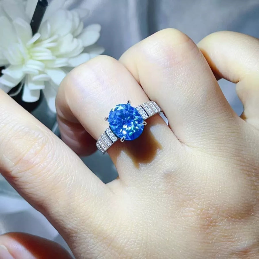 3 Carat Moissanite Oval 925 Sterling Silver Ring Apparel and Accessories