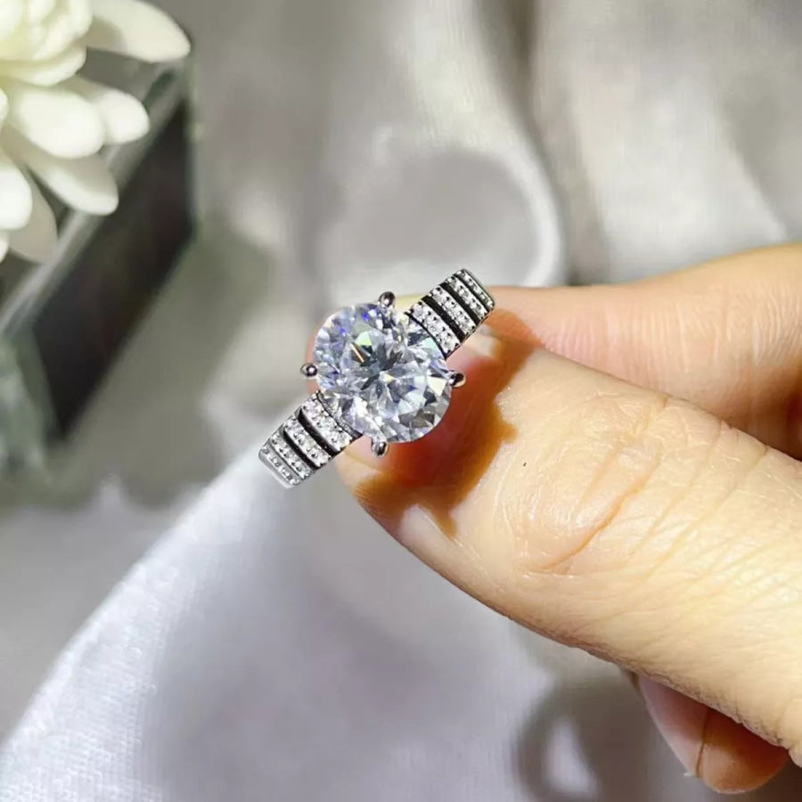 3 Carat Moissanite Oval 925 Sterling Silver Ring Apparel and Accessories