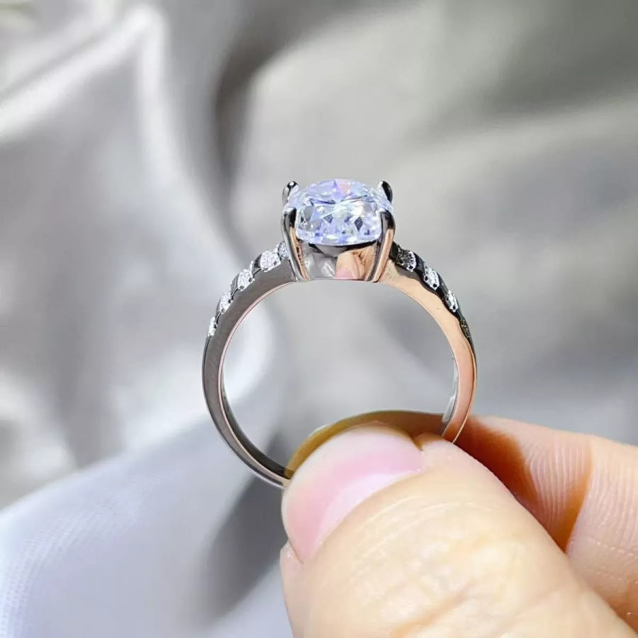 3 Carat Moissanite Oval 925 Sterling Silver Ring Apparel and Accessories