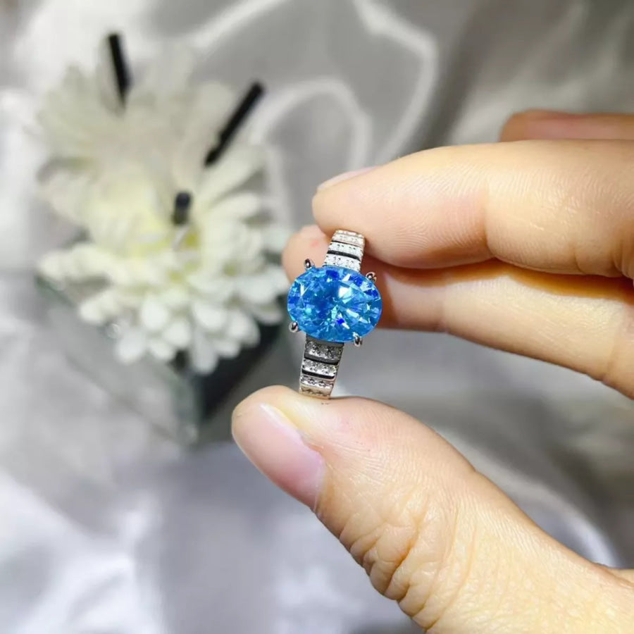 3 Carat Moissanite Oval 925 Sterling Silver Ring Apparel and Accessories