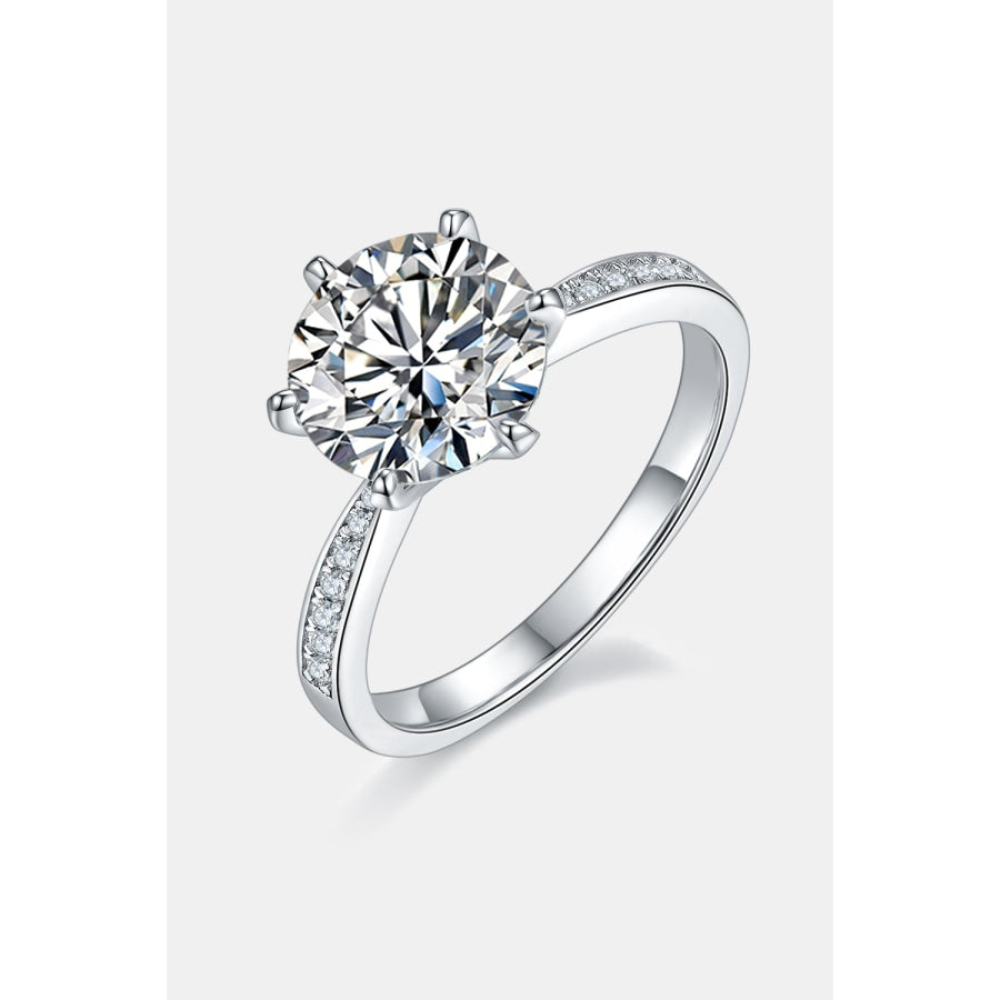 3 Carat Moissanite Side Stone Ring Silver / 4.5