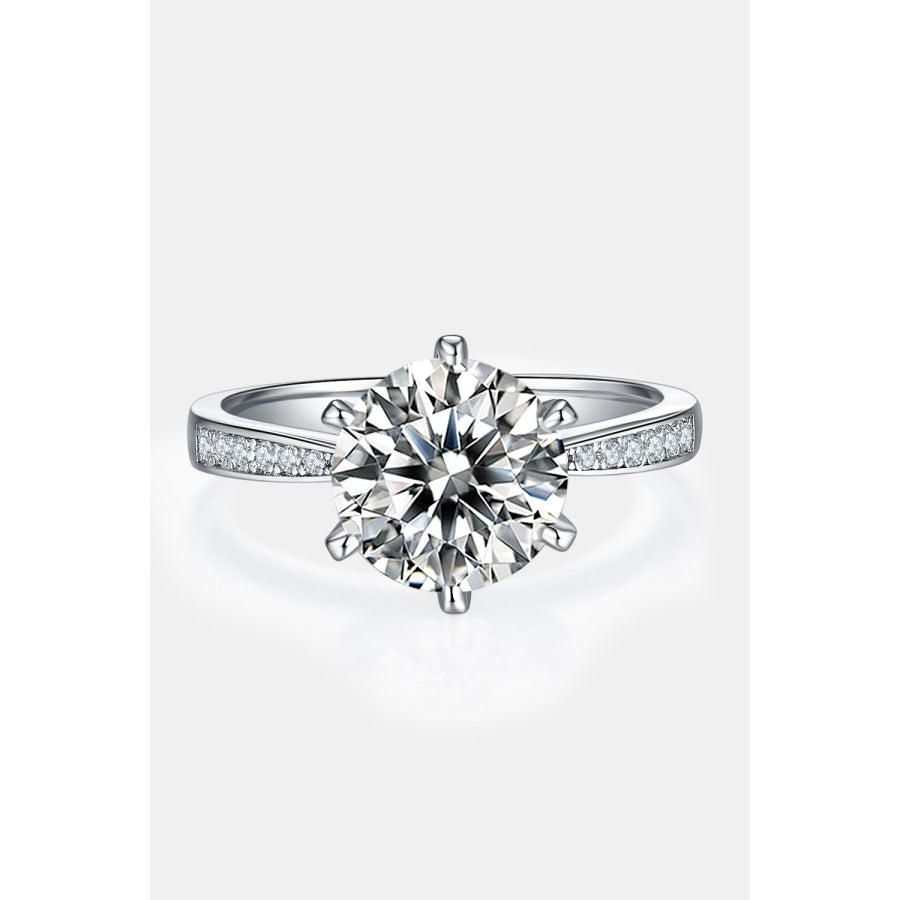 3 Carat Moissanite Side Stone Ring Silver / 4.5