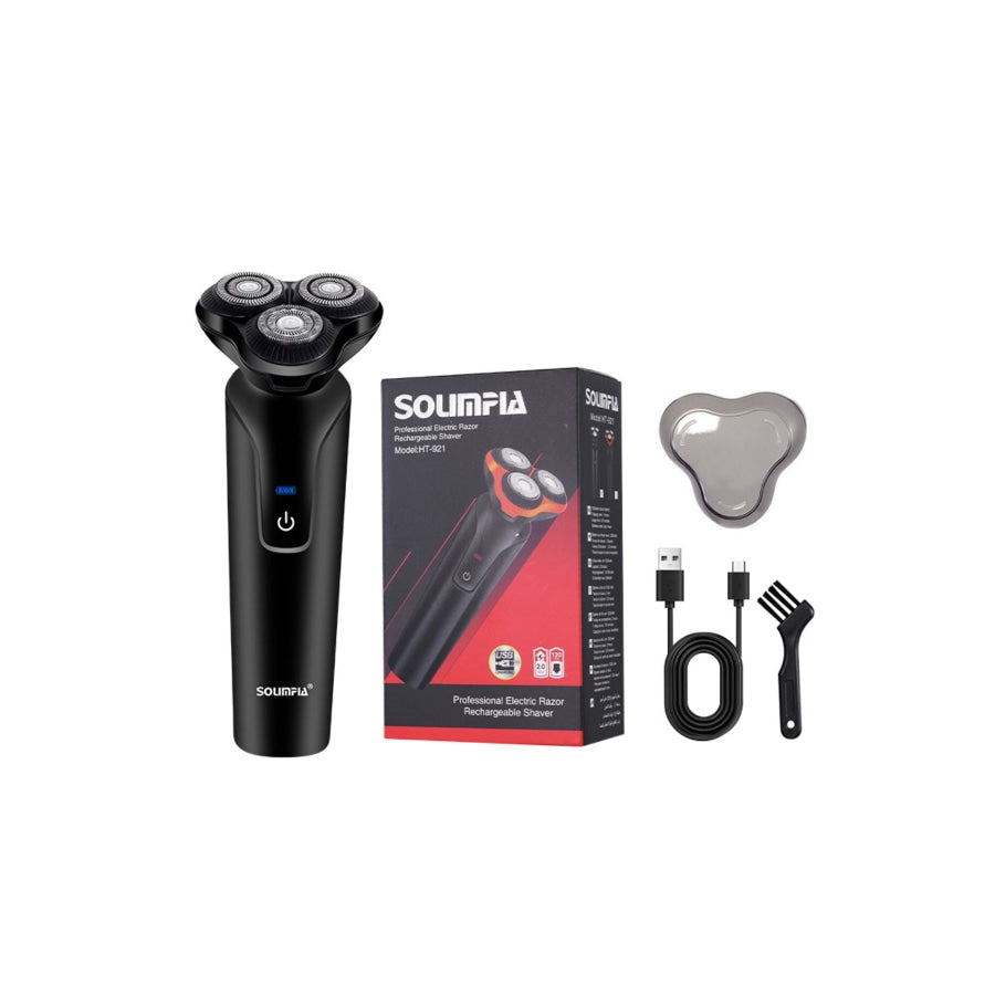 3-Head Rotary Electric Shaver Black / One Size Apparel and Accessories