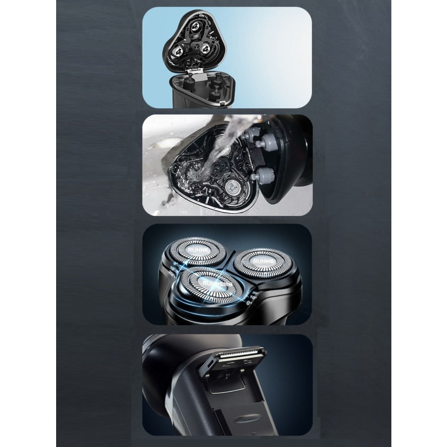 3-Head Rotary Electric Shaver Black / ONESIZE Apparel and Accessories