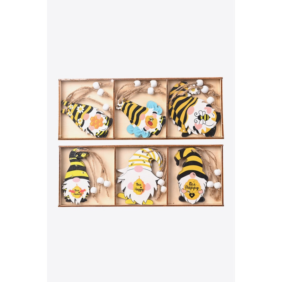 3-Pack Bee Wood Gnome Ornaments