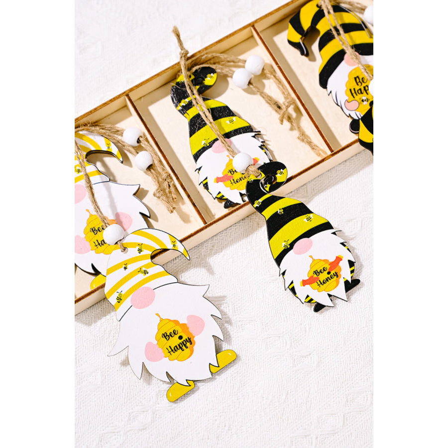 3-Pack Bee Wood Gnome Ornaments