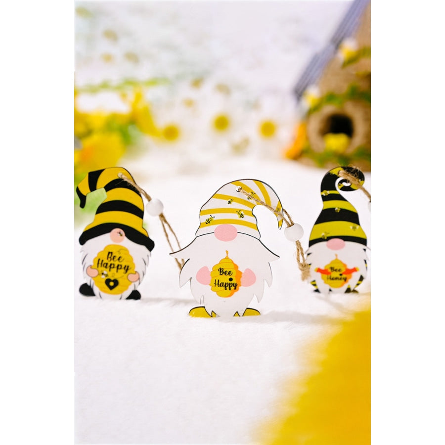 3-Pack Bee Wood Gnome Ornaments