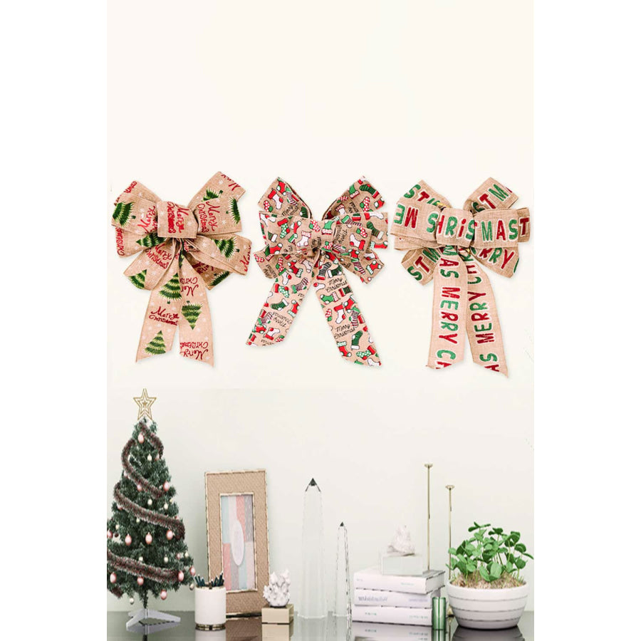 3-Pack Christmas Bow Ornaments Socks/Christmas Tree/Letter / One Size/3 Pack Apparel and Accessories