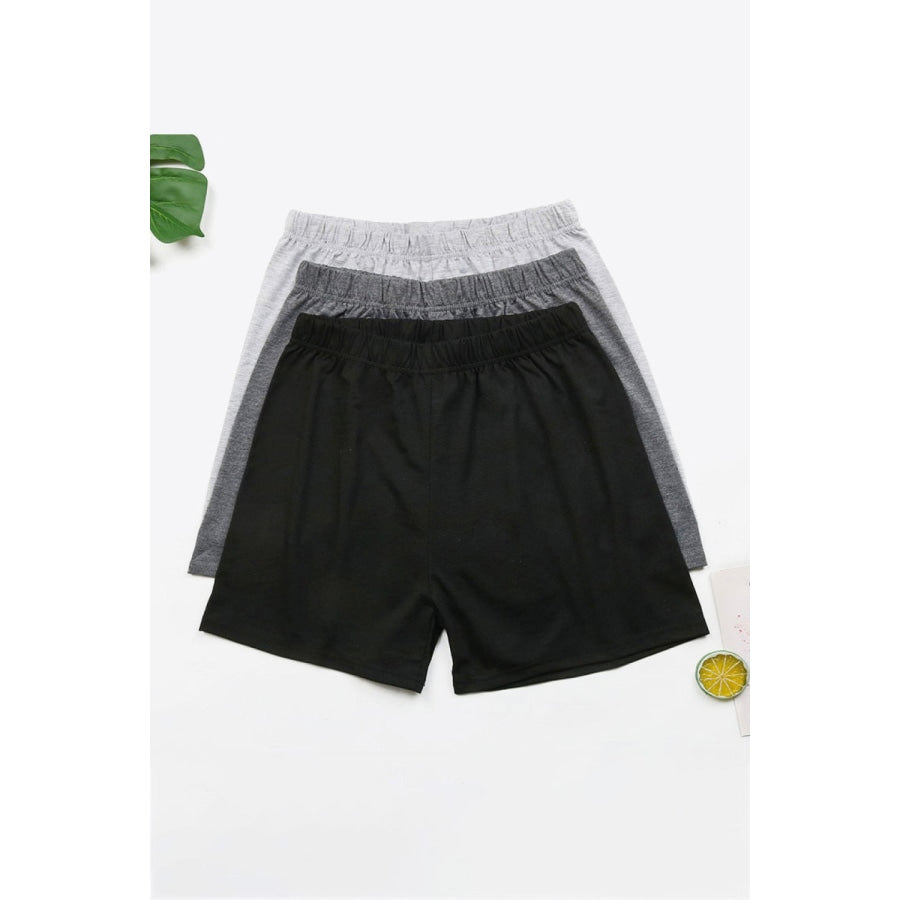 3-Pack Elastic Waist Shorts Black/Dark Gray/Light Gray / S