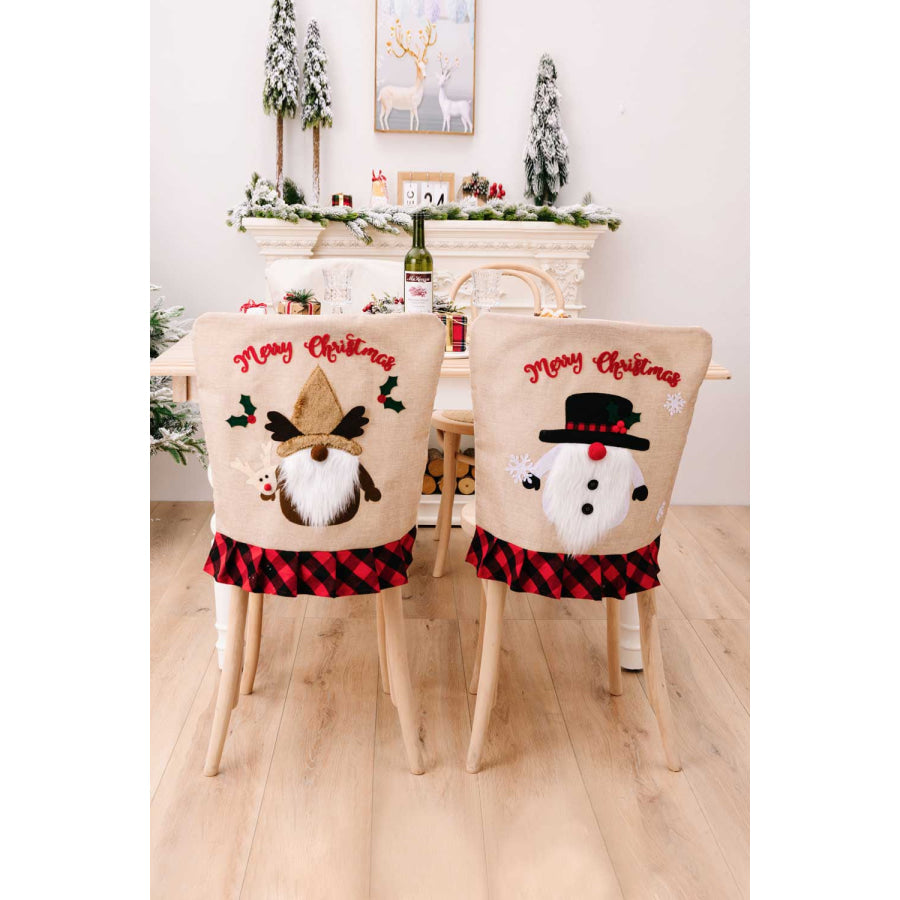 3-Pack Plaid Christmas Gnome Chair Covers Black/Red/Brown / One Size/3 Pack Apparel and Accessories