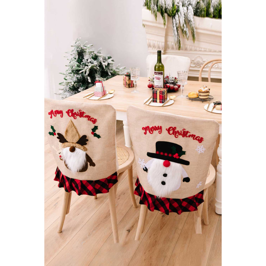 3-Pack Plaid Christmas Gnome Chair Covers Black/Red/Brown / One Size/3 Pack Apparel and Accessories