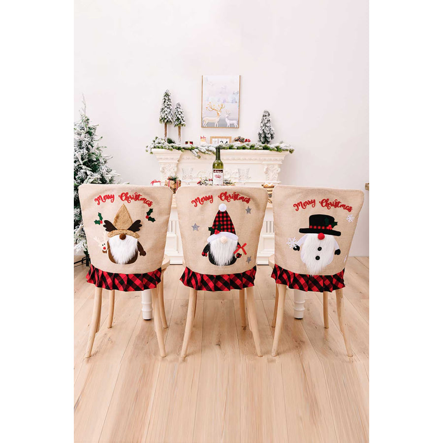 3-Pack Plaid Christmas Gnome Chair Covers Black/Red/Brown / One Size/3 Pack Apparel and Accessories