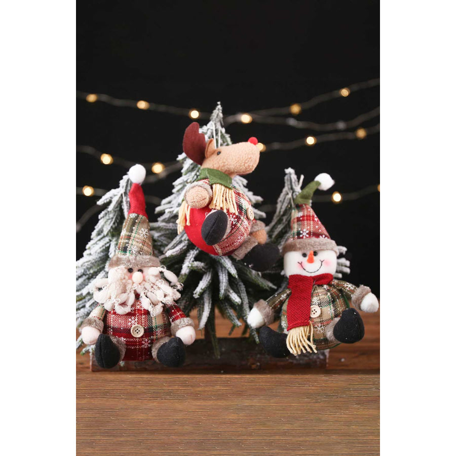 3-Pack Plush Christmas Figure Ornaments Santa/Snowman/Reindeer / One Size/3 Pack Apparel and Accessories