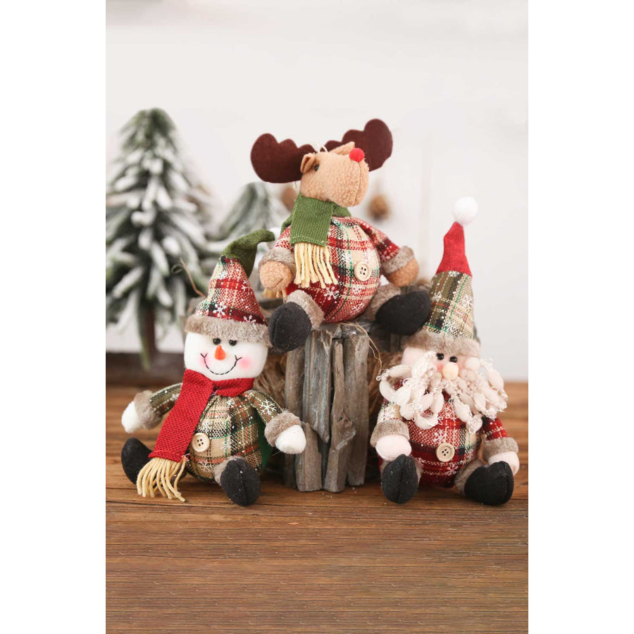 3-Pack Plush Christmas Figure Ornaments Santa/Snowman/Reindeer / One Size/3 Pack Apparel and Accessories