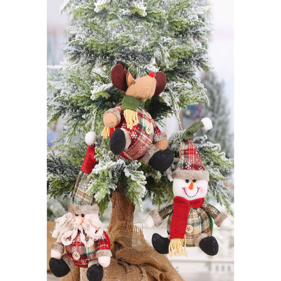 3-Pack Plush Christmas Figure Ornaments Santa/Snowman/Reindeer / One Size/3 Pack Apparel and Accessories