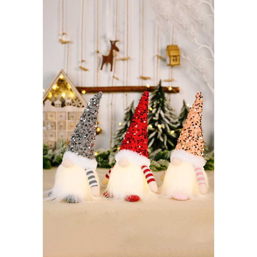 3-Pack Sequin Light-Up Christmas Gnomes Red/Pink/Gray / One Size/3 Pack Apparel and Accessories