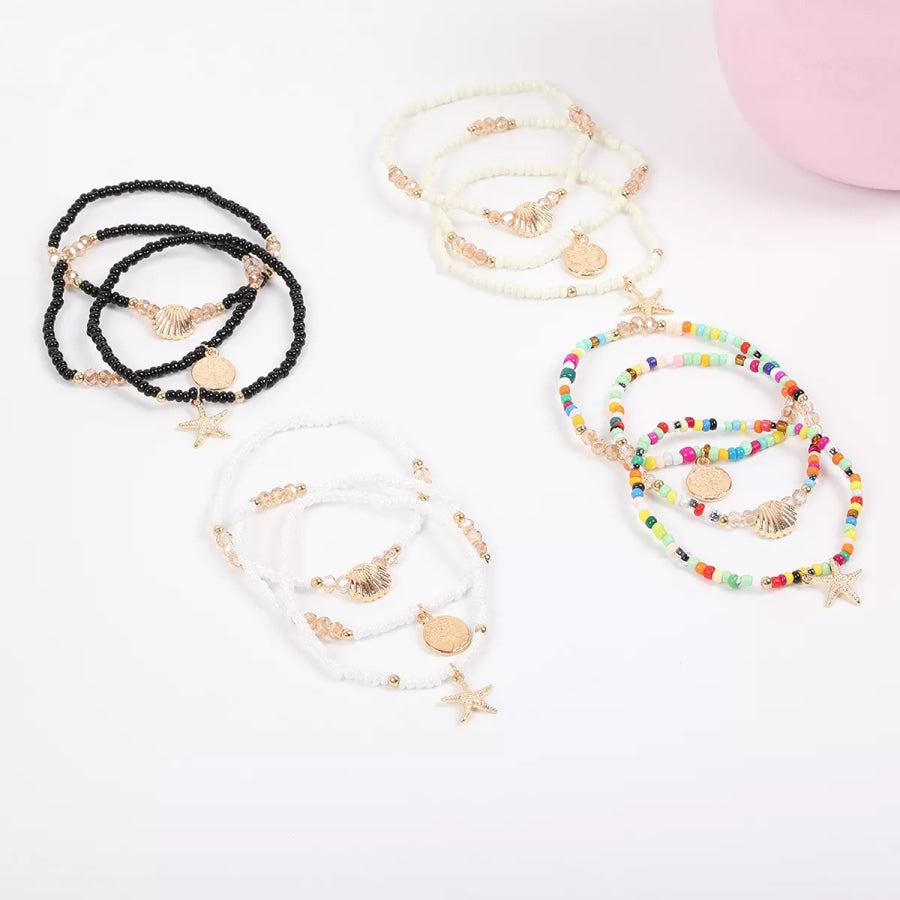 3 Piece Beaded Anklet Bracelets Apparel and Accessories