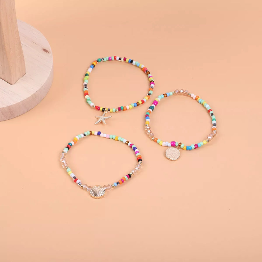 3 Piece Beaded Anklet Bracelets Apparel and Accessories