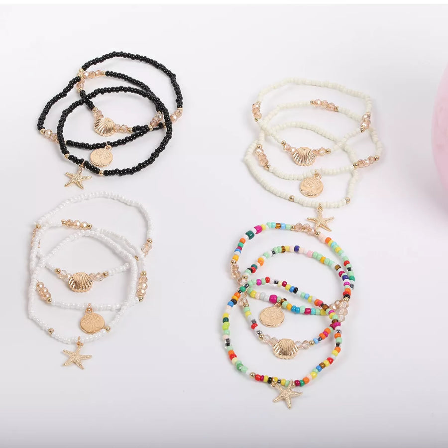 3 Piece Beaded Anklet Bracelets Apparel and Accessories