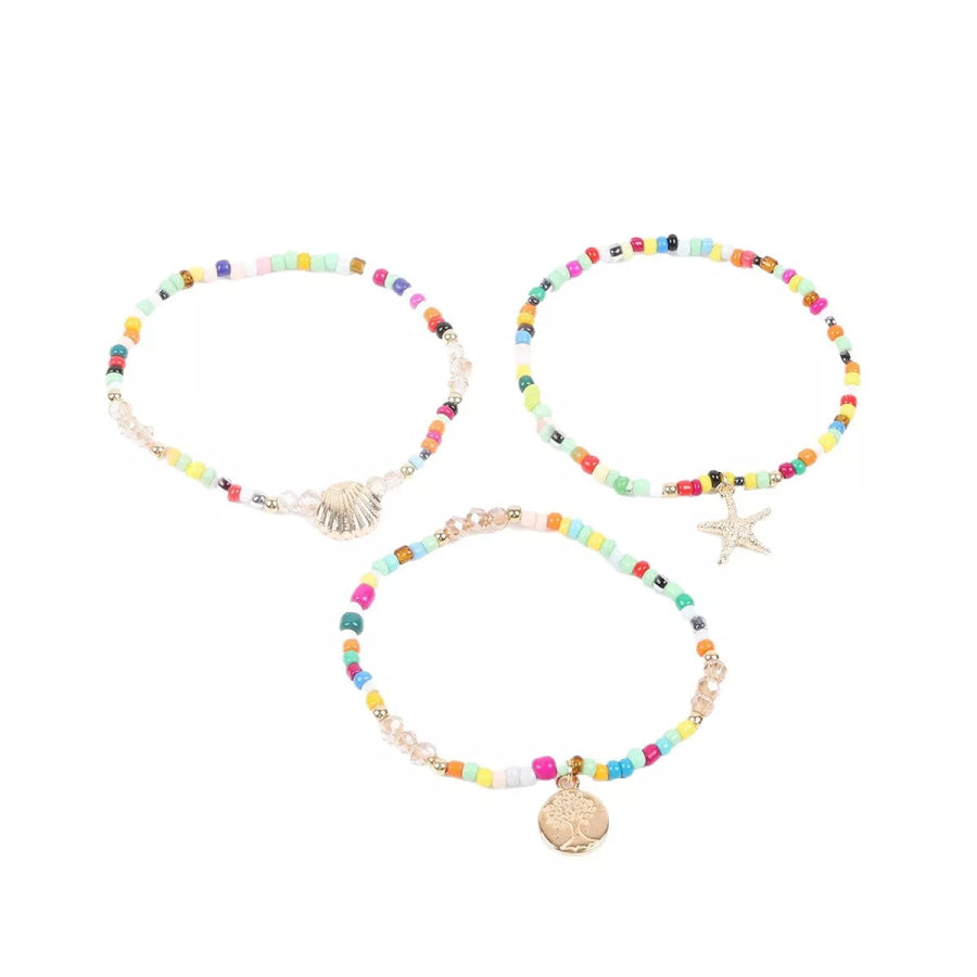 3 Piece Beaded Anklet Bracelets Apparel and Accessories
