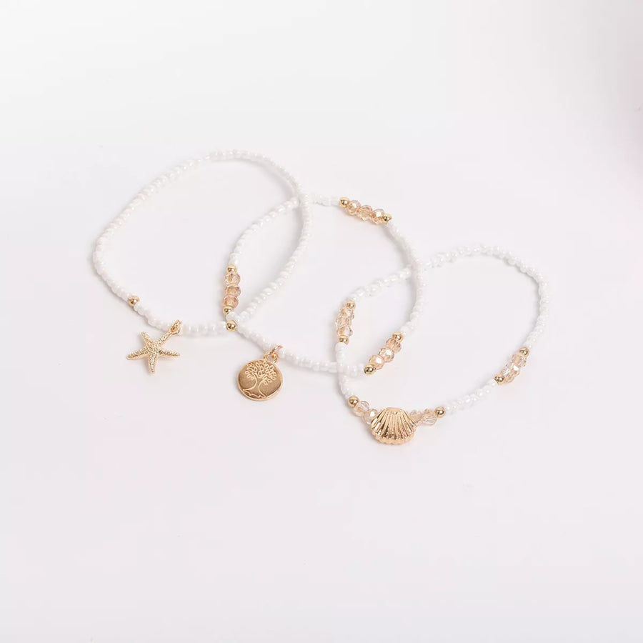 3 Piece Beaded Anklet Bracelets Apparel and Accessories