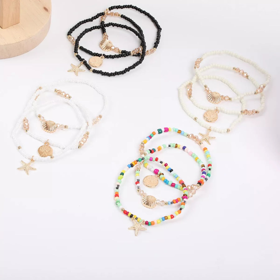 3 Piece Beaded Anklet Bracelets Apparel and Accessories