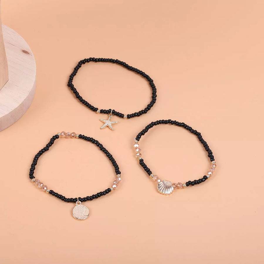 3 Piece Beaded Anklet Bracelets Apparel and Accessories