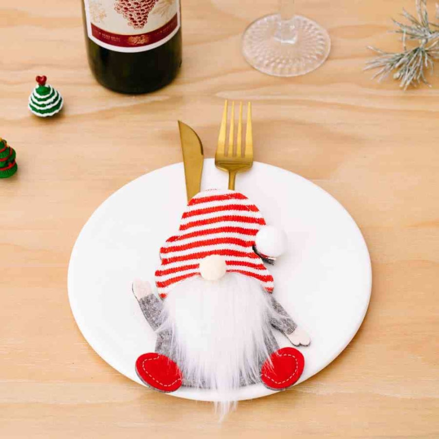 3-Piece Faceless Gnome Cutlery Holders Red / One Size