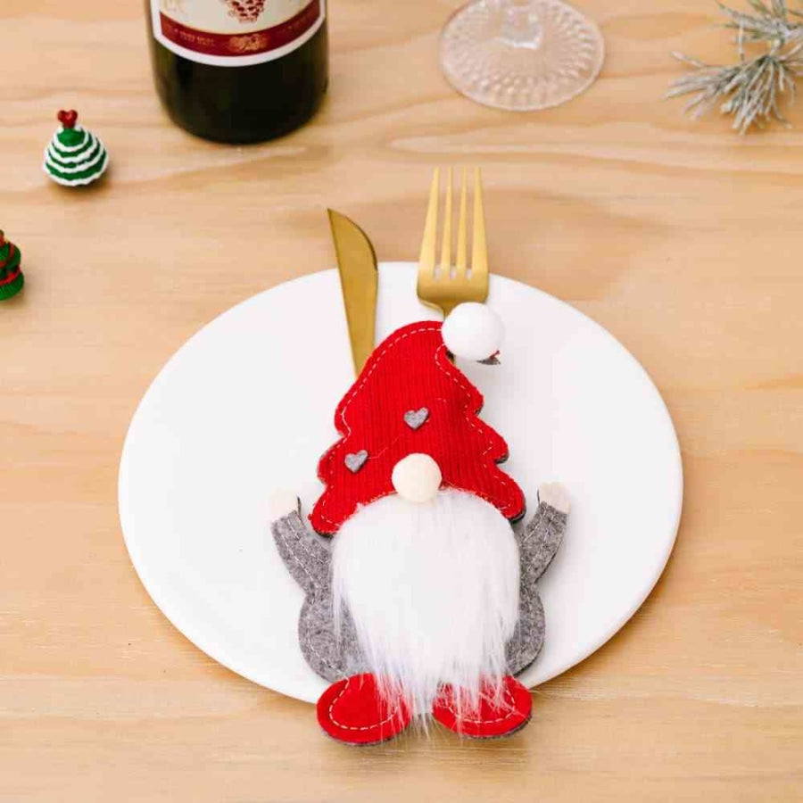 3-Piece Faceless Gnome Cutlery Holders Red / One Size