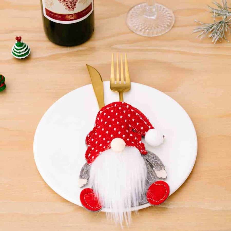 3-Piece Faceless Gnome Cutlery Holders Red / One Size