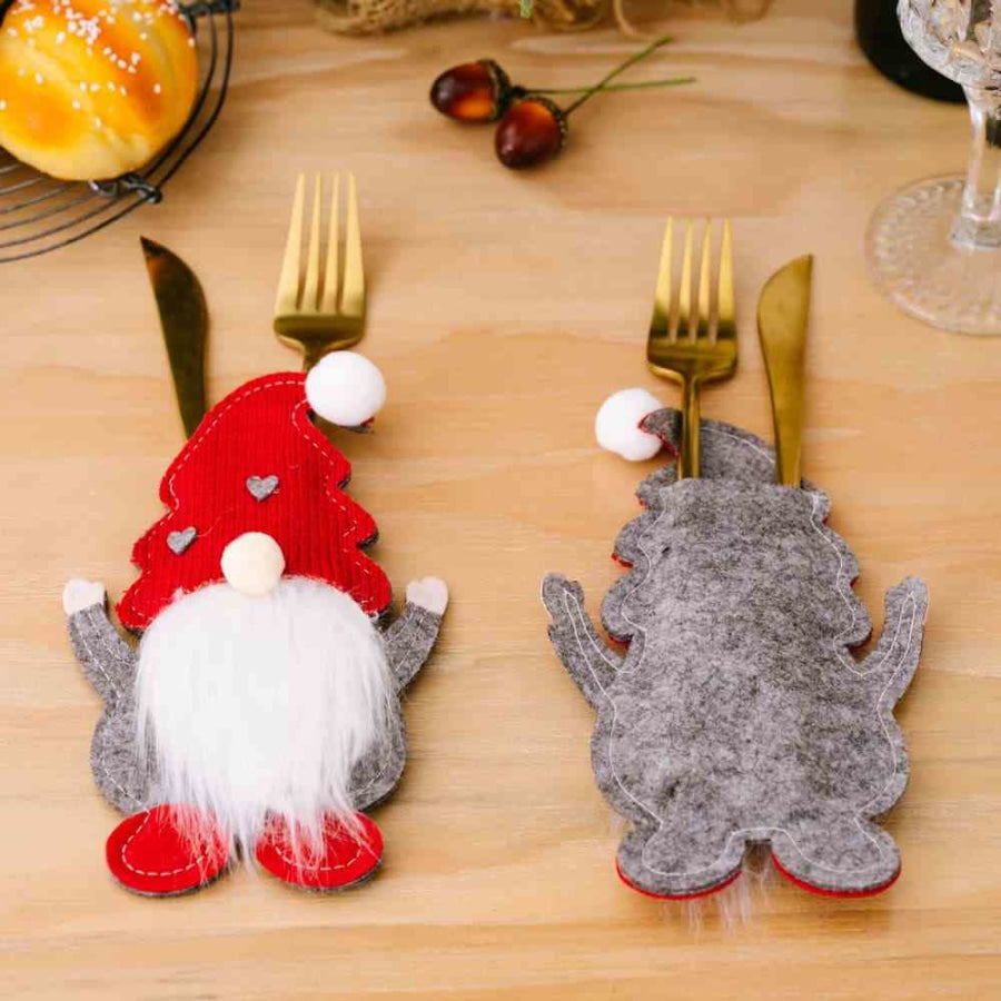 3-Piece Faceless Gnome Cutlery Holders Red / One Size