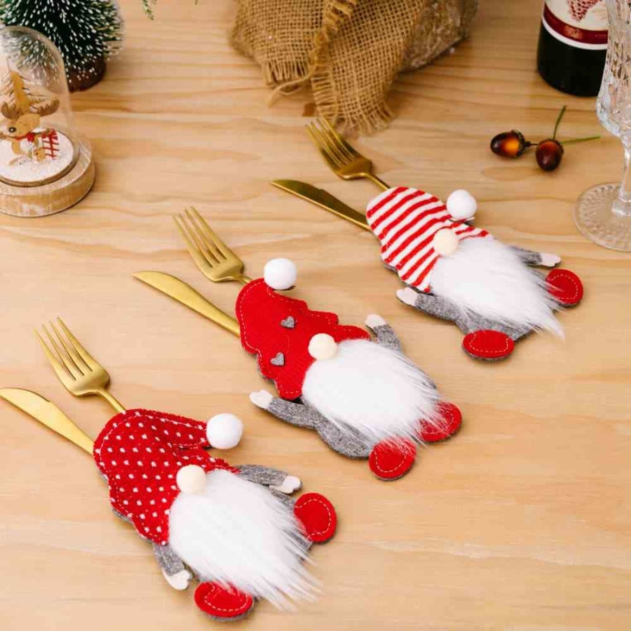 3-Piece Faceless Gnome Cutlery Holders Red / One Size