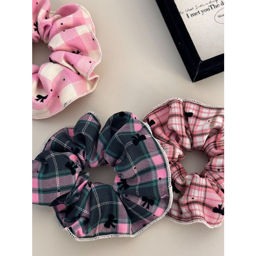 3-Piece Plaid Contrast Elastic Hair Scrunchy Multi / One Size Apparel and Accessories