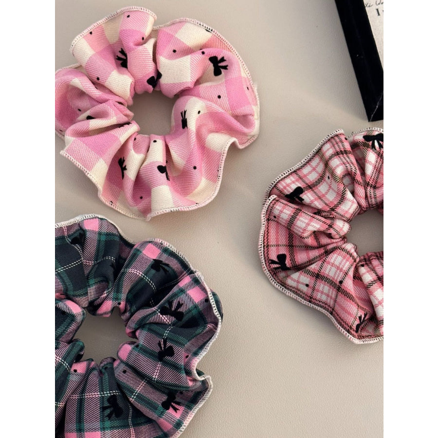 3-Piece Plaid Contrast Elastic Hair Scrunchy Multi / One Size Apparel and Accessories