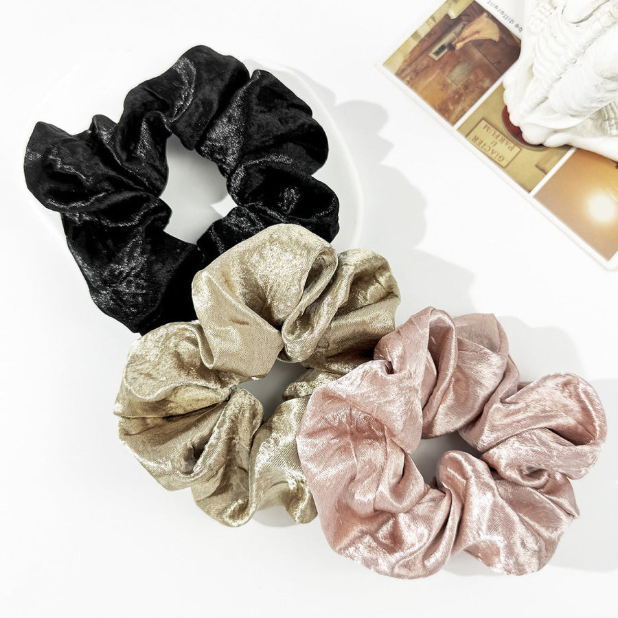 3-Piece Polyester Elastic Hair Scrunchy Multi / One Size Apparel and Accessories