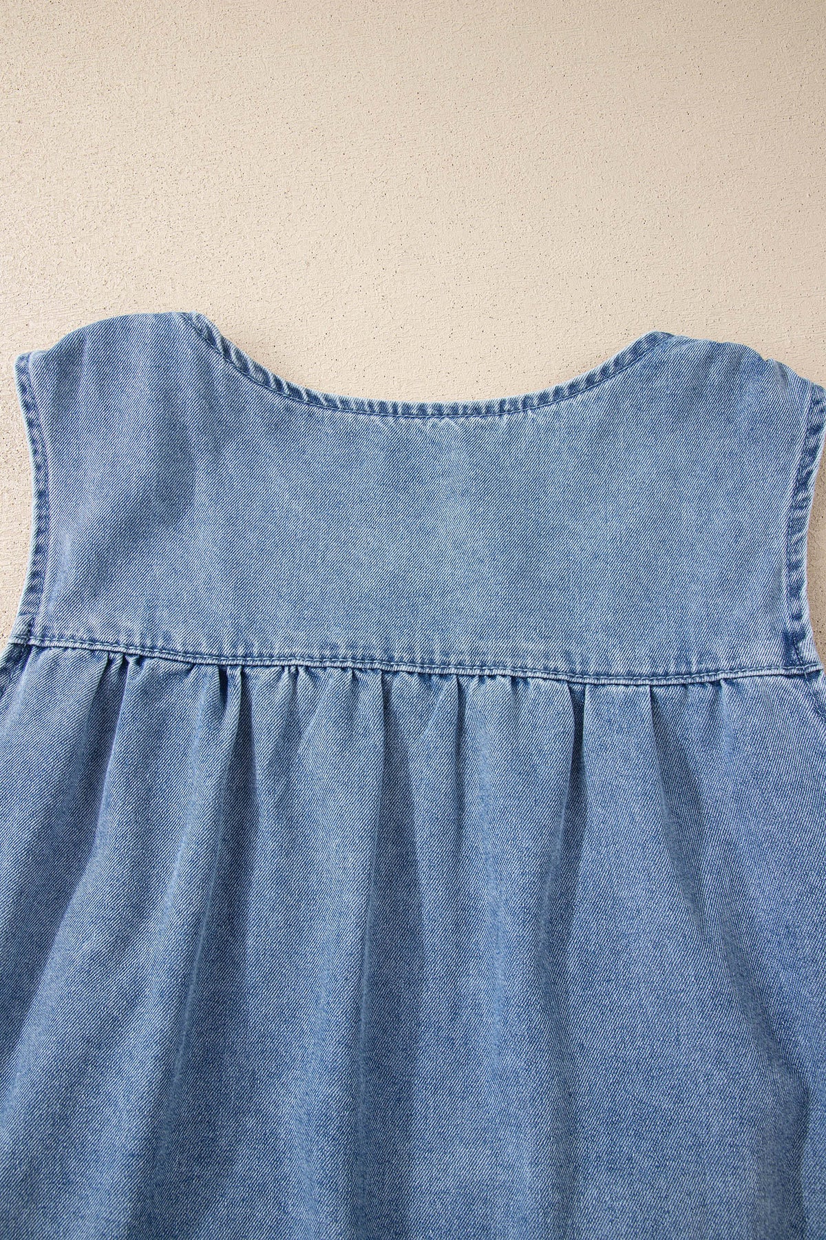 Myosotis Denim Pleated Patchwork Sleeveless Top