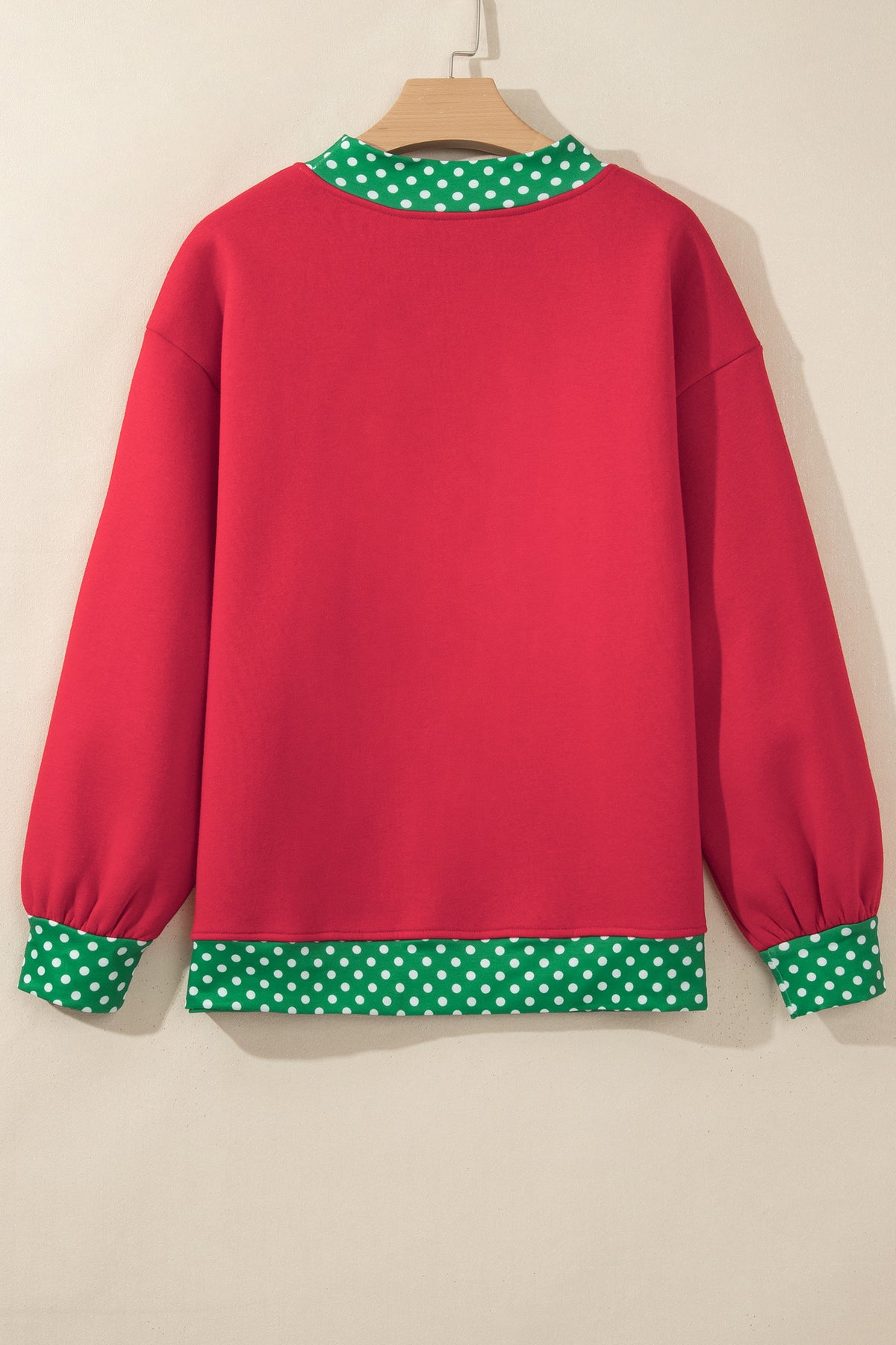 Brown Colorblock Polka Dot Contrast Trim Oversized Sweatshirt