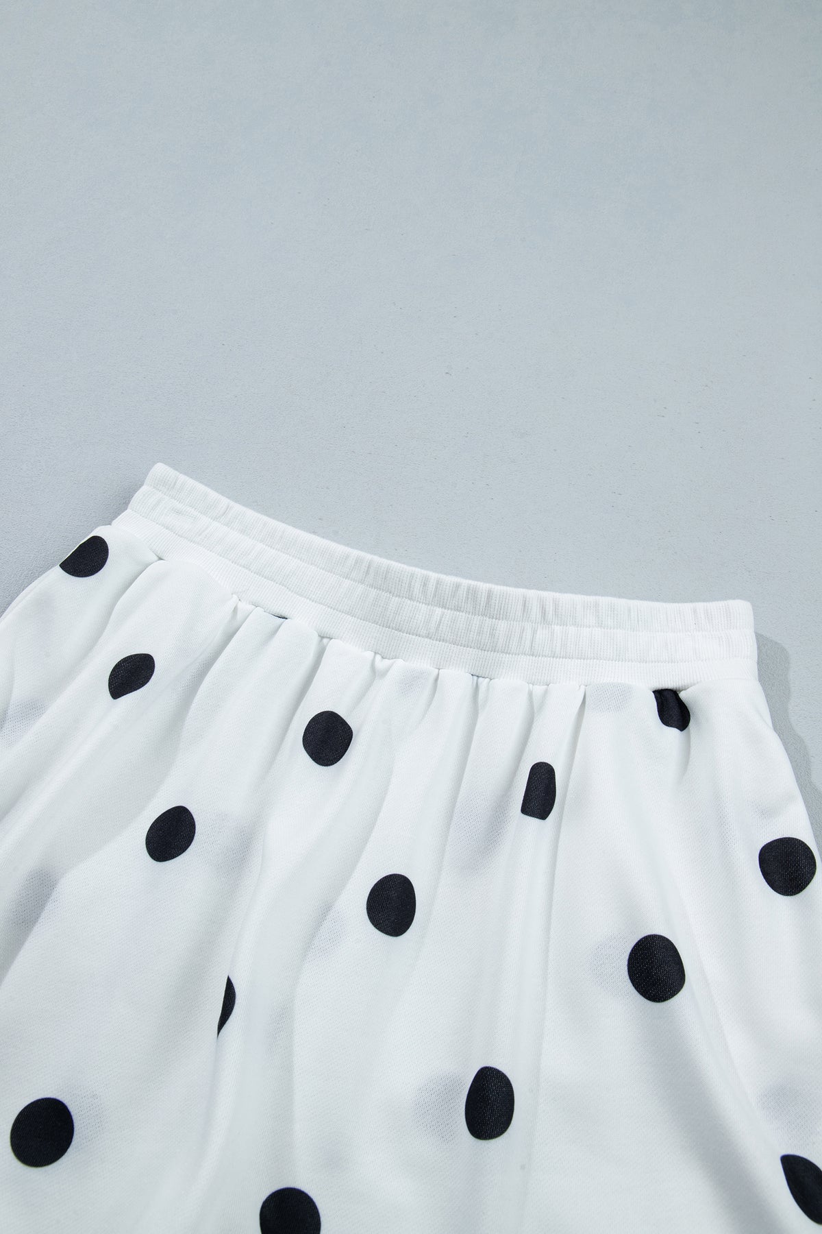Red Polka Dot Raw Hem Relaxed Pullover Loose Skort Two Piece Set