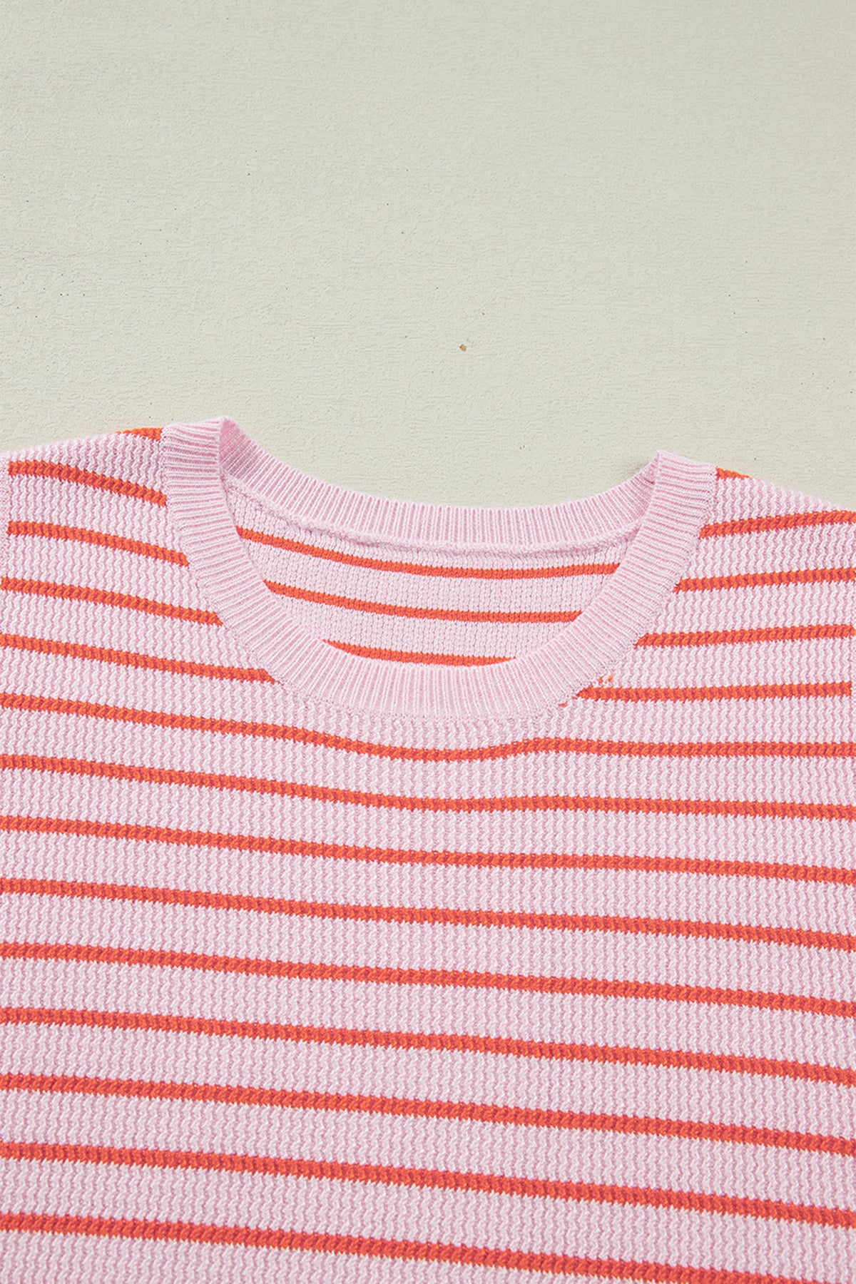 Pink Stripe Textured Knit Sleeveless Casual Sweater Top