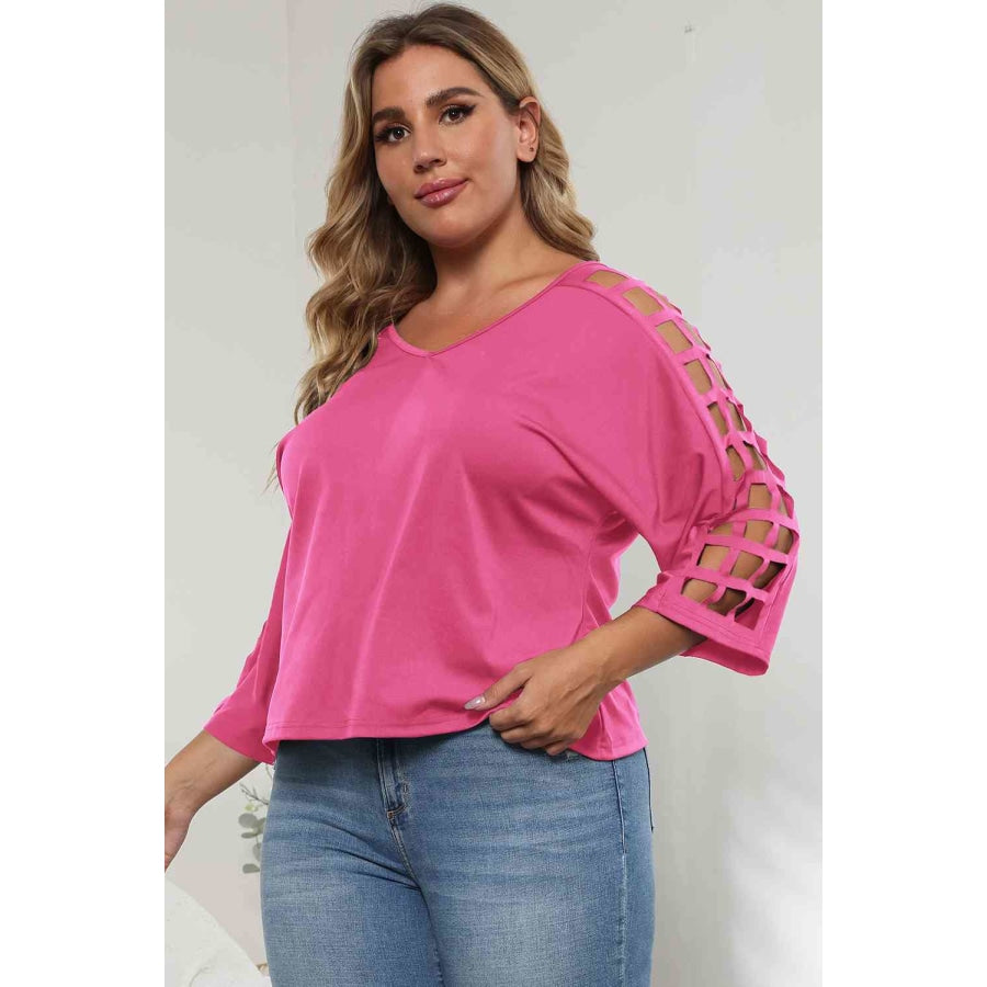 3/4 Sleeve Cutout Detail Top