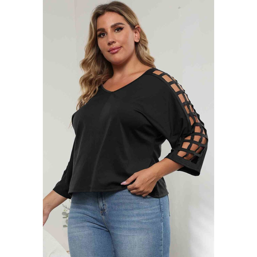 3/4 Sleeve Cutout Detail Top