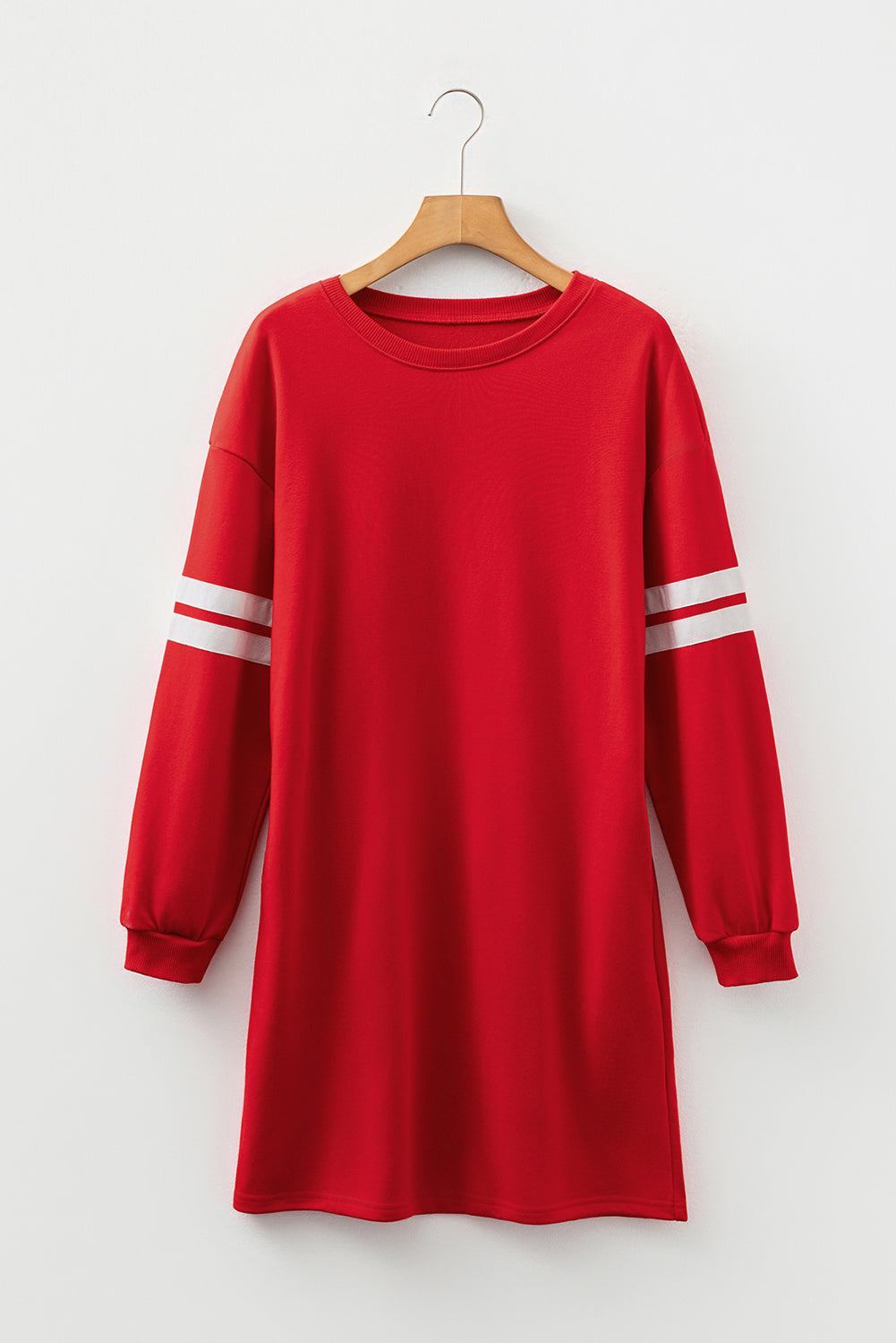 Orange Varsity Contrast Banded Sleeve Shift Sweatshirt Dress