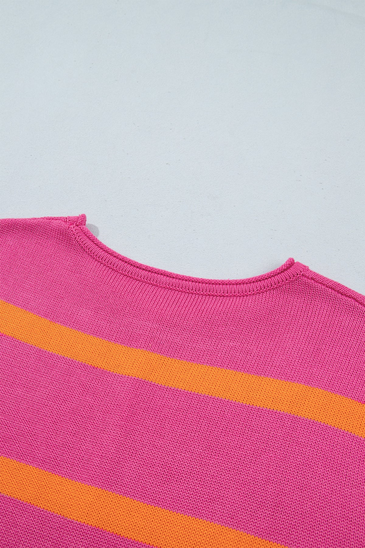 Rose Stripe Knit Western Short Sleeve Sweater