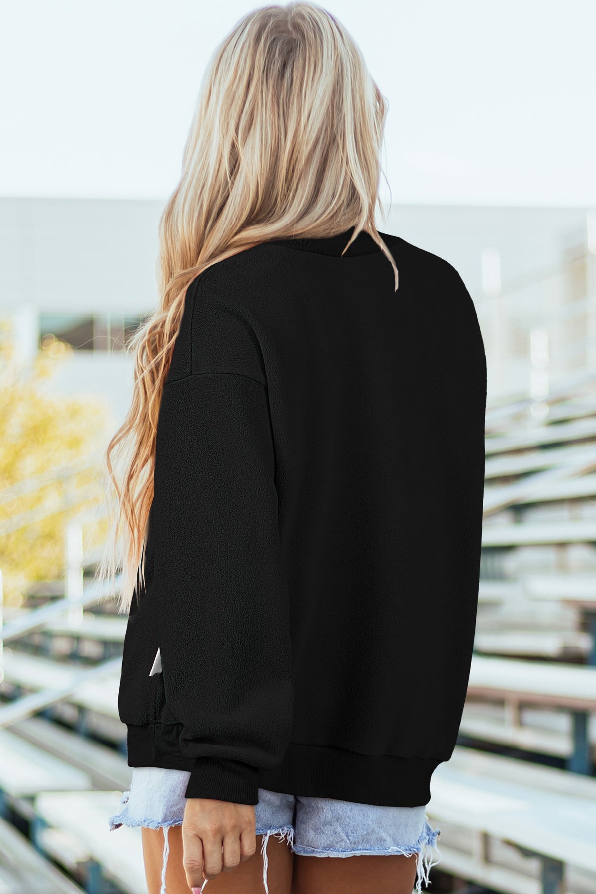 Bluing Oversize Drop Shoulder Reversible Mock Neck Sweatshirt