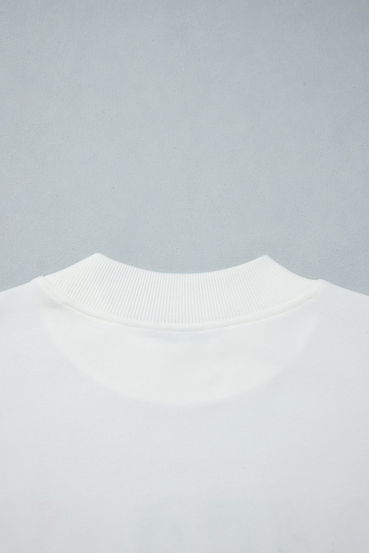 White MERRY AND BRIGHT Stitched Letter Pattern Mock Neck Sweatshirt