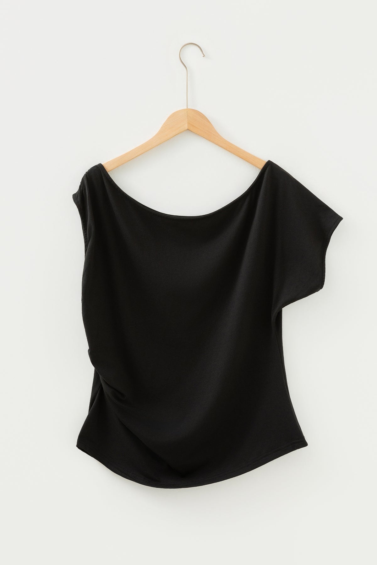Coffee Plus Size Solid Color Asymmetric Neck Short Sleeve Blouse